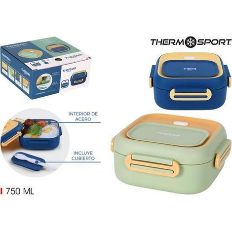 fiambrera termo plastico acero inoxidable con cubierto incluido 750 ml thermo (1/2)