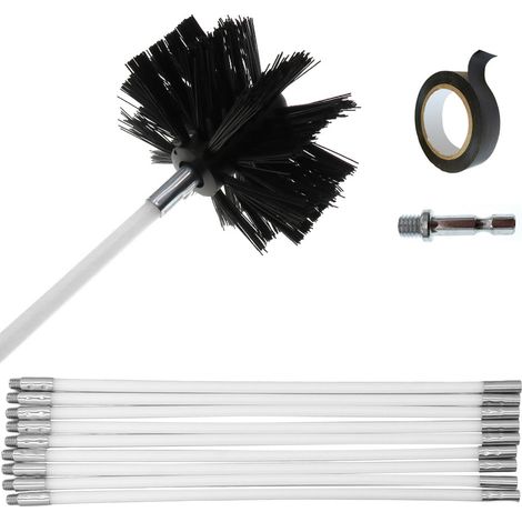 Ensemble de 12 pièces : brosse pour tuyau de perceuse électrique, brosse pour conduit de sécheuse de 40 cm, brosse électrique pour le nettoyage de cheminée (1/5)