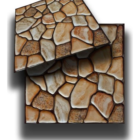 Piastrelle 3D a rilievo AUTOADESIVE in PVC 30x30cm Pietra, mattoni, marmo. Idrorepellenti-SASSI BEIGE 30x30cm (1/2)