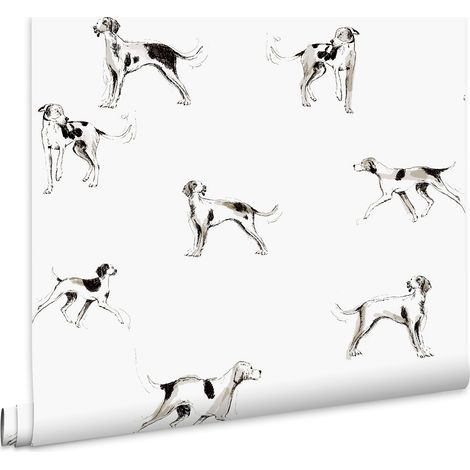 Joules Vliestapete Sketchy dogs Crème 10mx52cm