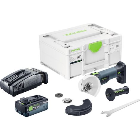 Smerigliatrice angolare a batteria Festool AGC 18-125 Basic 18 V 125 mm brushless + 1x batteria ricaricabile 8,0 Ah + caricatore rapido + systainer