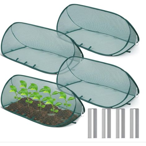 Tente de protection pop-up pour plantes 99x40x40cm, filet anti-insectes et oiseaux, cage à fruits pliable verte, 1 pièce avec 8 piquets
