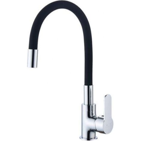 Flexible kitchen faucet with high swivel spout, flexible black sink mixer tap, hot and cold water sink faucet (1/5)