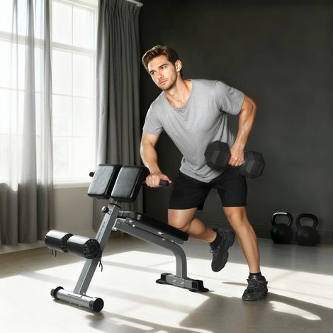 Noir - Banc romain multifonction pliable, inclinaison réglable, hyperextensions abdos, capacité 150 kg, gym domicile (1/5)