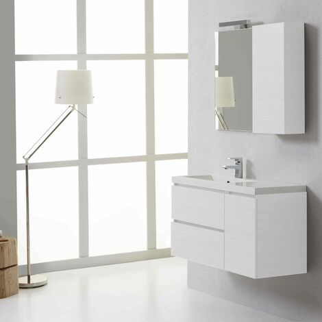 Mueble De Baño De Pared Con Compartimientos De 90 Cm Y Mueble De Pared Blanco Izquierdo (1/5)