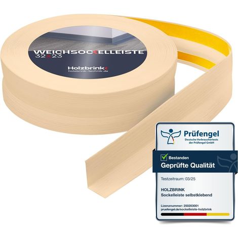HOLZBRINK Weichsockelleiste selbstklebend PVC 32x23mm, 5 m Küchenleiste Arbeitsplatte Abschlussleiste selbstklebend für Badezimmer Farbe: Kiefer
