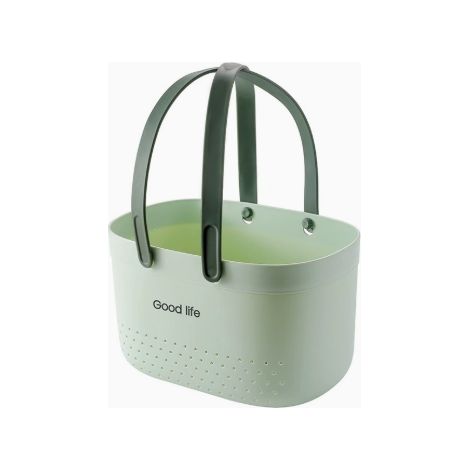 Panier de douche / panier de toilette portable – Grand format – Vert – Avec trous de ventilation