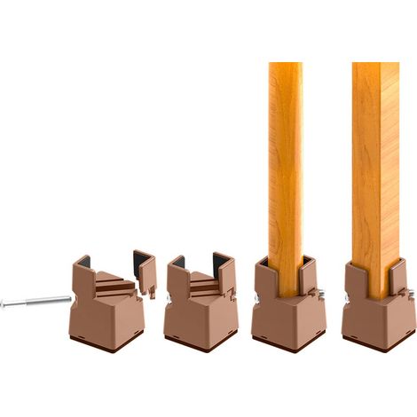 Rehausseurs de Meubles Réglables 5 cm – Pince à Vis pour Pieds de Lit, Table, Canapé, Bureau – Rehausseur Robuste Marron (0,8 à 1,6 pouces)