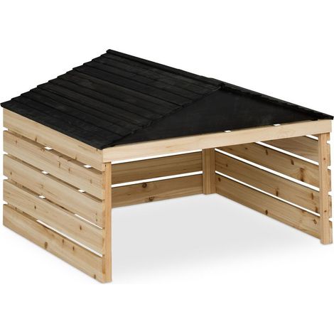 Relaxdays – Garage en bois de sapin pour robot tondeuse – Dimensions H x L x P : 52,5 x 79 x 74 cm – Protège de la pluie et des UV – Design rustique