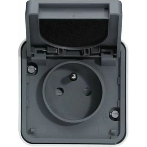 Hager WNC100 Cubyko waterproof 2P+E power socket complete gray