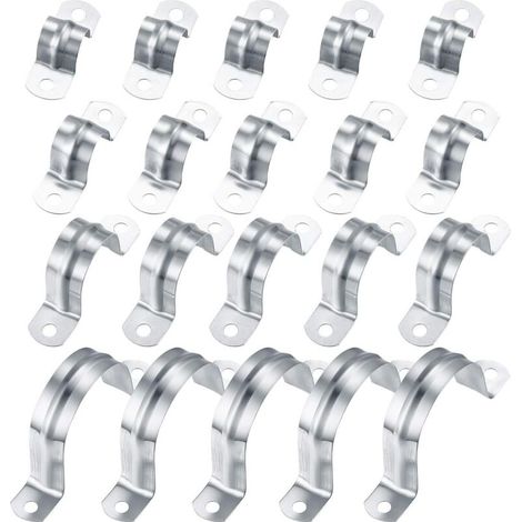 Schlauchschellen aus Edelstahl 304 – 20er-Packung U-Schellen für 16/20/32/50 mm Rohre – Befestigung für Gas-, Kunststoff- und Stahlschläuche