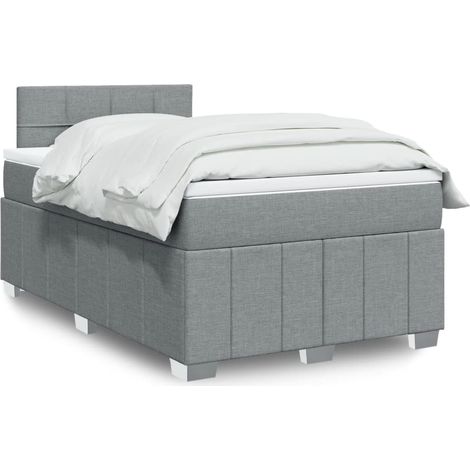 Boxspringbett mit Matratze Hellgrau 120x190 cm Stoff