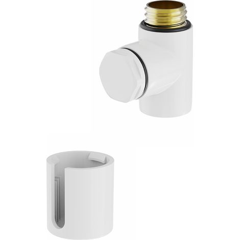 WarmeHaus Electric Heating Element Cover Cap & T Piece with End Plug for Bathroom Heated Towel Rail Radiator White