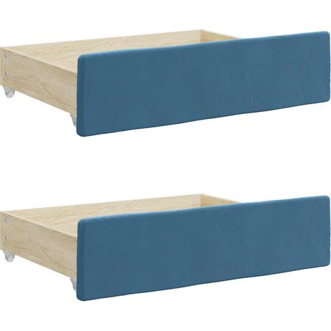 Cajones de cama 2 uds madera de ingeniería y terciopelo azul vidaXL