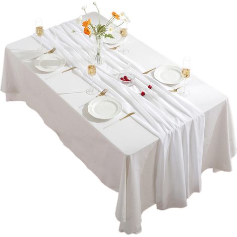 1 Chemin de table,Mousseline 100D,Transparent,Résistant aux taches,Décoration mariage fête (1/5)