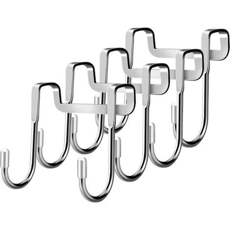 4 PCS Crochet de porte d'armoire en acier inoxydable pour rangement efficace pour cuisine et salle de bain,argent