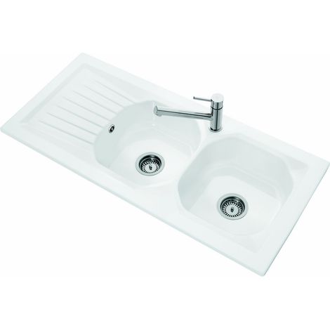 Evier 2 bacs à encastrer VILLEROY ET BOCH Nestor Plus (1130 x 510 mm) avec égouttoir - Céramique - Blanc