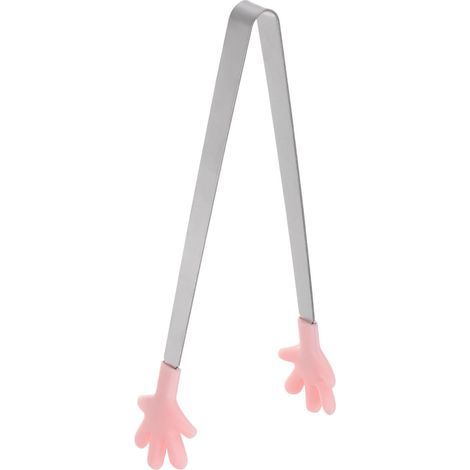 Mini pince de cuisine 14,4 cm, en acier inoxydable fait main, embouts en silicone, petite pince de cuisine, service barbecue, rose (1/5)
