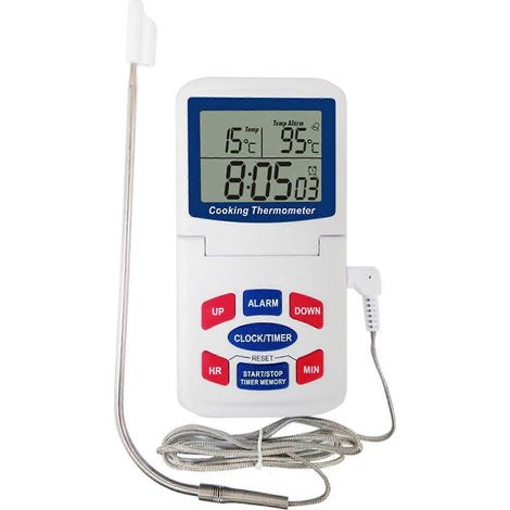 Thermomètre de Cuisson BBQ Numérique, Minuterie Pliante pour Grill, Fumoir et Viandes, Capteur de Température de Cuisine (1/4)