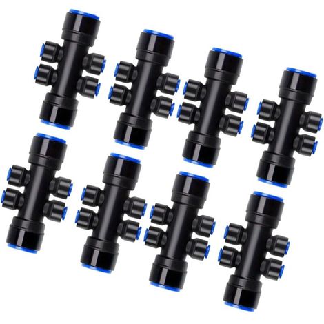 Divisore a 6 vie per irrigazione a goccia, 6,35 mm - Controllo del flusso d'acqua - Raccordo a connessione rapida - Tubo per irrigazione a spinta - Accessori per irrigazione domestica e da giardino