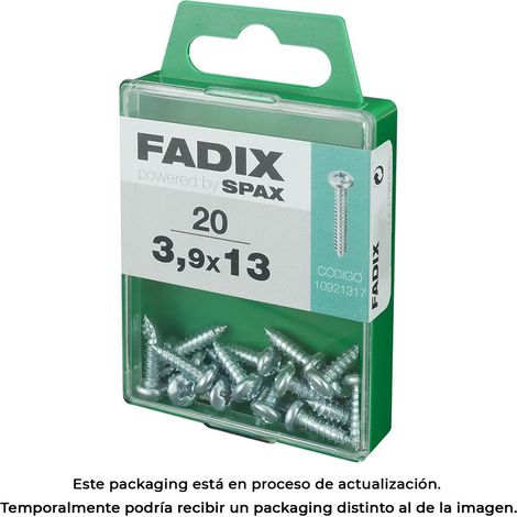 Caja de 20 unidades de tornillo de rosca chapa con cabeza redonda en cinc 3,9x13mm Fadix (1/3)