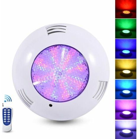 Bricoomarket – Projecteur piscine LED 35W RGB dimmable – Étanchéité IP68 – Télécommande jusqu'à 10m – Compatible eau salée et chlorée – Installation sans niche (1/5)