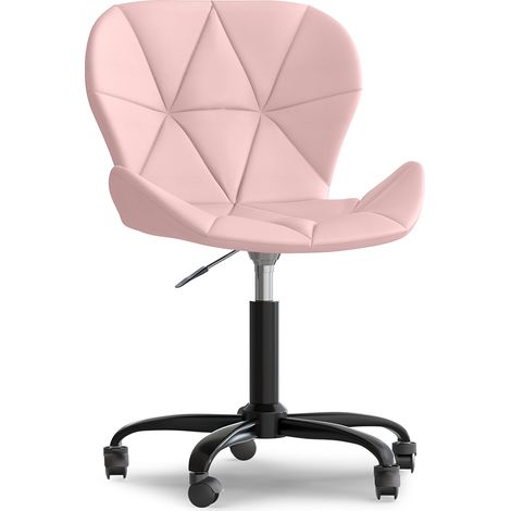 Bürostuhl mit Rädern - Drehstuhl - Kunstlederbezug - Schwarzes Wito-Gestell Pink