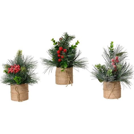 Kleine Weihnachtsdekopflanzen für den Innenbereich, 20 x 15 cm, 3 Stück