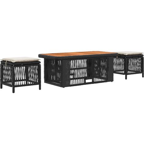 Conjunto de Comedor de Jardín con cojín 4 pcs Negro y crema vidaXL