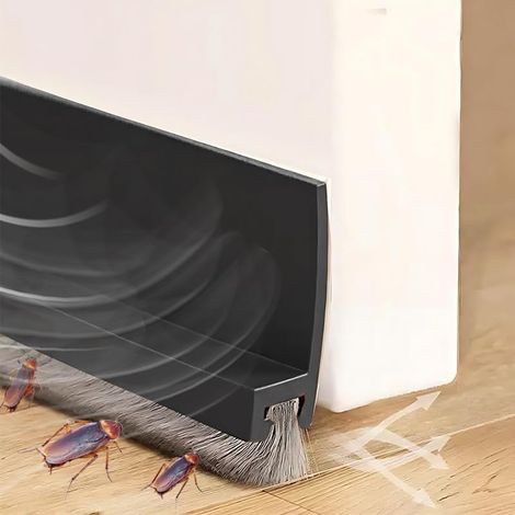 100cm Noir Brosse Bas de Porte, Isolation Bas de Porte, Joint Brosse Isolation Phonique Porte, Boudin de Porte, Calfeutrer Bas de Porte, Auto-adhésif et Peut être Coupé à la Taille (1/5)
