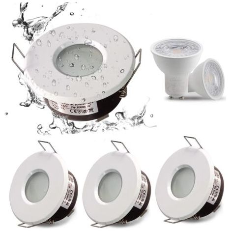 Pair - IP65 spot LED encastrable étanche, configuration de douille GU10, adapté aux spots de salle de bain et de cuisine (ampoule non incluse) Blanc Downlight découpe 75mm (1/5)