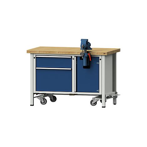 Banco de trabajo compacto rodante móvil con 1 cajón y (1/4)