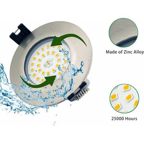 Spot LED Encastrable Salle de Bain IP44 7W Rond Ultra Plat Blanc 3000K Chaud 220V Éclairage Plafond Encastré pour Cuisine, Salon, Couloir (lot de 3) [Classe énergétique A++] (1/4)