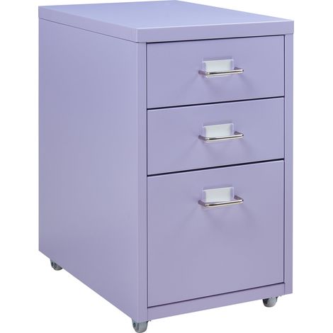 Mobiletto per ufficio mobile contenitore su ruote acciaio 48 x 28 x 41 cm viola chiaro 030009124
