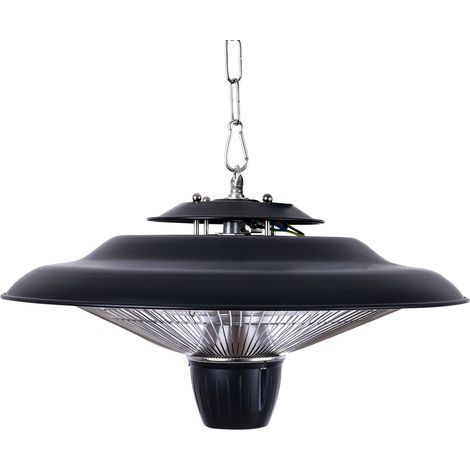Chauffage intérieur et extérieur, 600W et 1500W réglable, chauffage électrique infrarouge suspendu pour terrasse extérieure, porche, garage, balcon, protection contre la surchauffe, noir (1/5)