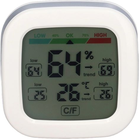 Thermomètre d'ambiance avec écran couleur, affichage de l'humidité et capteur haute précision pour chambre, bureau et cuisine. (1/5)