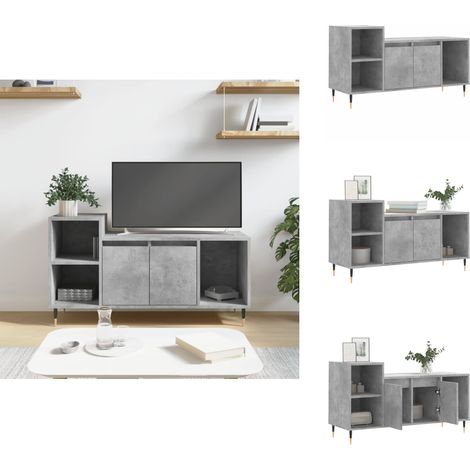 Meuble TV Gris béton 100x35x55 cm Bois d'ingénierie - Meubles Tv - Meuble Tv Gris - Meuble Tv Moderne - Meuble Tv Industriel - Rangement Tv (1/5)