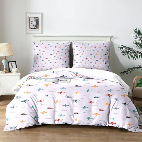 Housse de Couette Dessin animé Enfant 100% Microfibre Douce - Set Lit 3 Pièces (1 Housse Couette 140x200 + 2 Taies 65x65cm) - Thème Festif Enfants (FJ1x140) - 140x200 (1/5)
