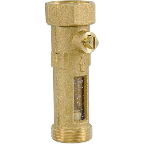 Durchflussmengenbegrenzer für Heizung und Solar - 1'' AG x 1'' IG mit Überwurfmutter flachdichtend - Anzeige 2 bis 12 l/min - max
