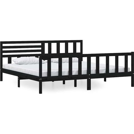 Maison Exclusive - Massivholzbett Schwarz 200x200 cm (1/5)