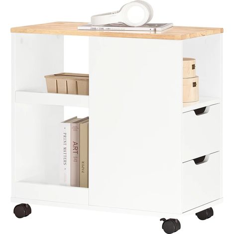 Table d'imprimante, Design gain de place, Rangement ajustable, BLANC (1/5)