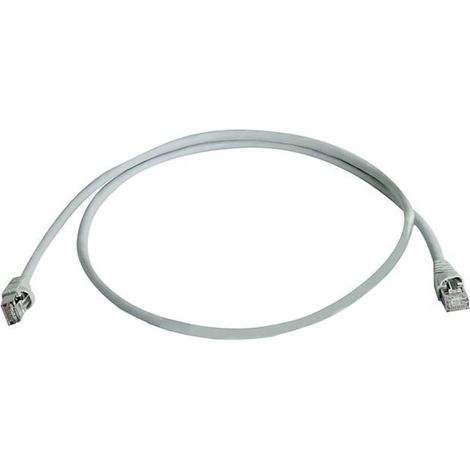 Telegärtner 100008175 RJ45 Patchkabel CAT 5e S/FTP 0.50 m Grau Flammwidrig, mit Rastnasenschutz 0.5