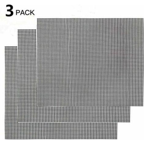 Grille de barbecue,Grille Barbecue Tapis de Cuisson Antiadhésif 3 Pièces - Feuille de Cuisson Réutilisable Résistante à la Chaleur de Gril, pour Le Barbecue D'intérieur et Extérieur (Noir, 42 (1/4)