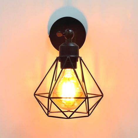 Wandleuchte Industrielle Metall E27, Schwarz Wandlampe Verstellbare für Schlafzimmer Küche Wohnzimmer Flur - Ohne Leuchtmittel