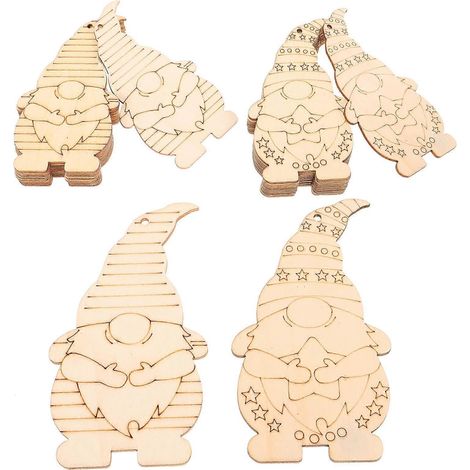 Lot de 20 pendentifs à monter soi-même, décorations de Noël en bois pour chambre ou sapin, style gnome. (1/5)