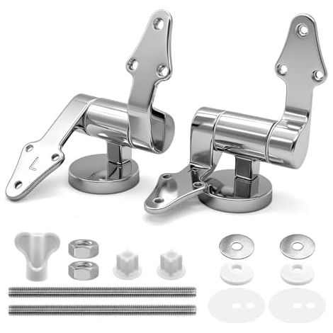 WC Sitz Scharniere Ersatzteile, Befestigungs-Set für Toilettendeckel mit Absenkautomatik, WC Sitz Soft-Close Scharnier aus Zinklegierung, Ersatzscharnier mit Beschlägen für die Meisten Toilettensitze (1/5)