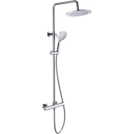 Colonne de douche Calipso mitigeur thermostatique corps froid, sécurité anti-brûlure, finition chrome (1/2)