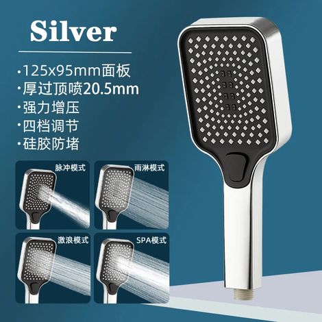 Douchette argentée à main - Ensemble de douche de plafond à grand panneau de 30 cm (12 pouces) et à débit élevé - 4 modes - Douche de salle de bain haute pression en ABS effet pluie (1/5)