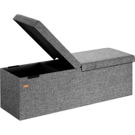 CASARIA® Foldable Ottoman Chest Bench with Folding Padded Lid 100/131 Litres  XL Dark Grey