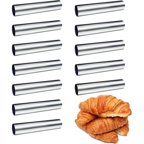 12-teiliges Set, Windbeutel- und Rapsbrotformen, Edelstahl, antihaftbeschichtet, geeignet für Windbeutel und Croissants, 12,5 cm, Silber (1/5)
